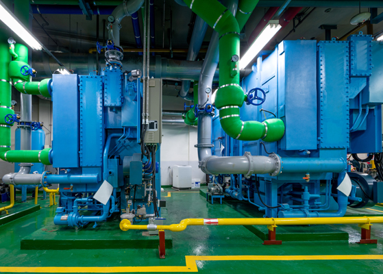 View of the new chiller equipment inside of the Banner University Medical Center