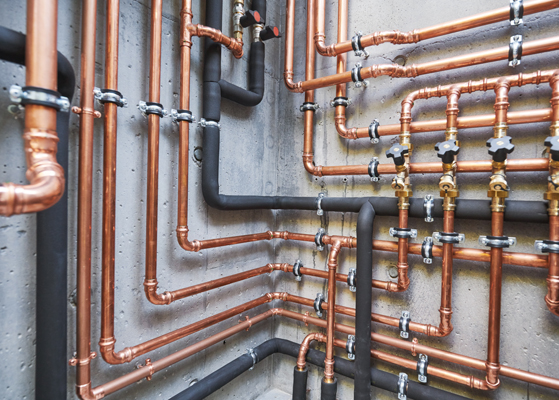 New piping system at a semiconductor chip manufacturing facility